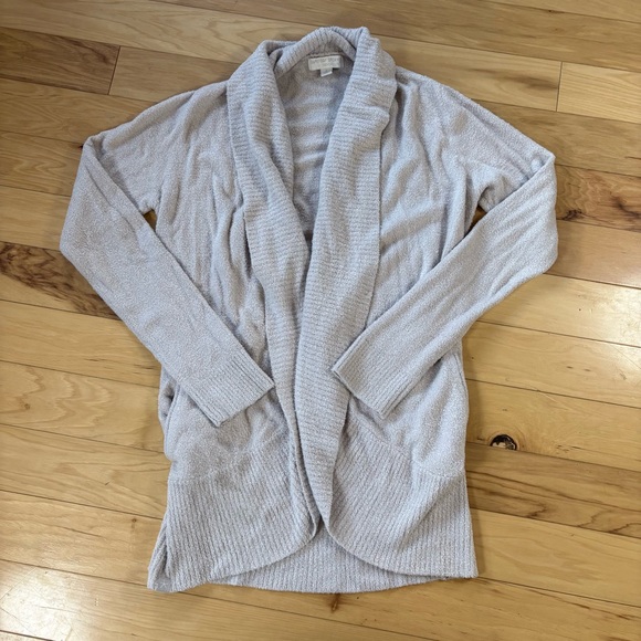 Barefoot Dreams CozyChic Lite Circle Cardigan Womens Sz S Dove Gray Open Sweater - Picture 3 of 8